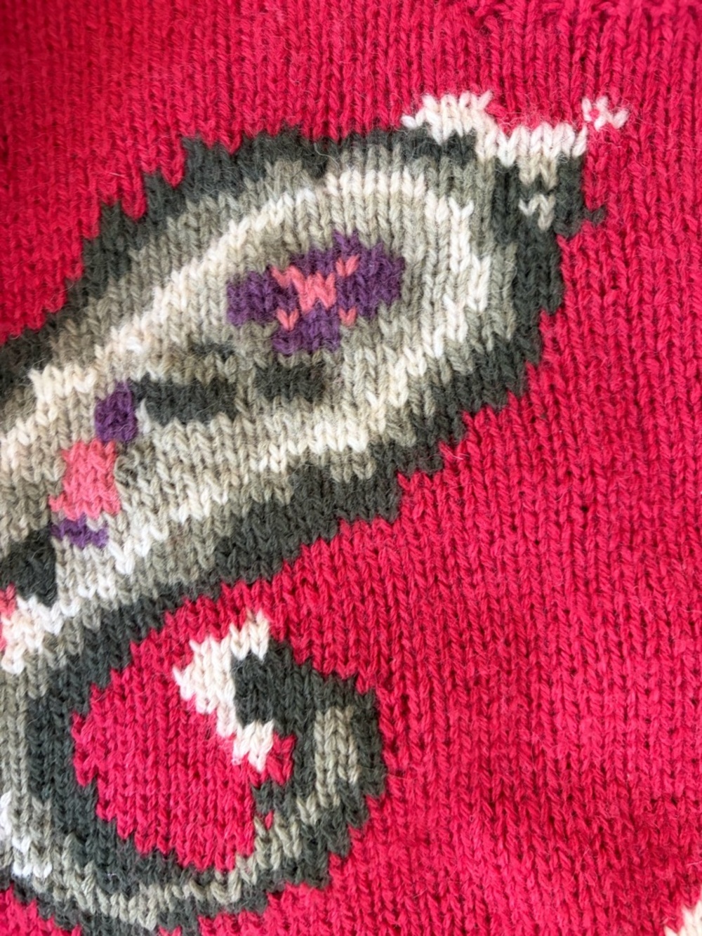 Merona Handknit 100% wool intarsia sweater vintage paisley design - M - Picture 2 of 7